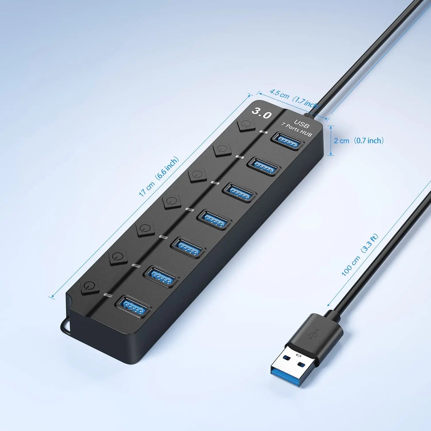 Hub USB 3.0 Multiports avec Câble 100 cm