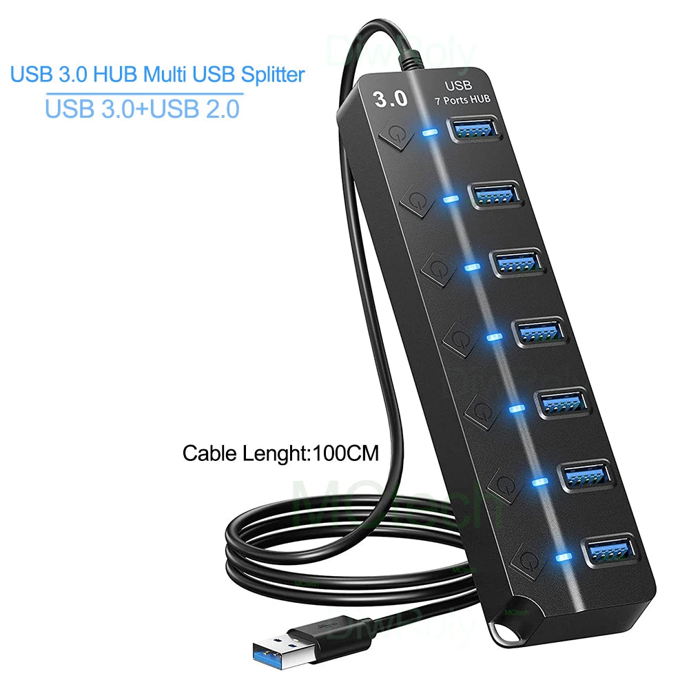 Hub USB 3.0 Multiports avec Câble 100 cm